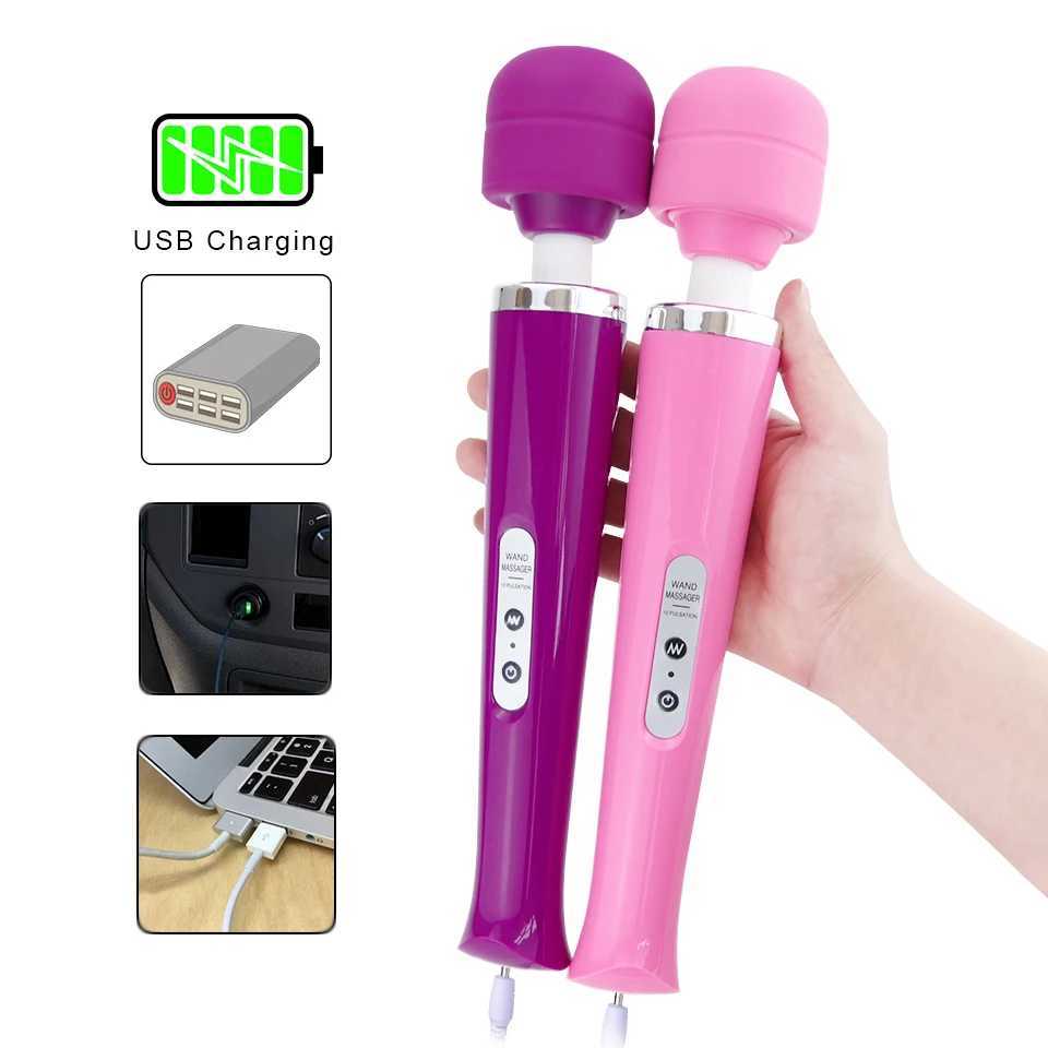 DOMI Sex Shop USB Charging Magic Wand Massager Pussy Stimulation Powerful Stick Clit Huge Vibrator Women Erotic Sex ToysXJ250218
