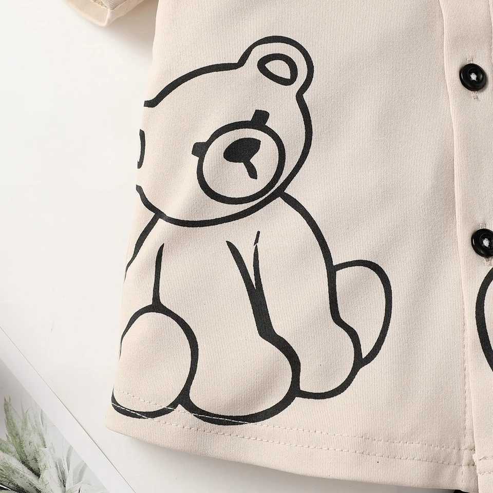 Summer Cool Boys Short Sleeves Bear Prints Two-Piece Leisure Suit For 0-2 Years Old Kids W250218