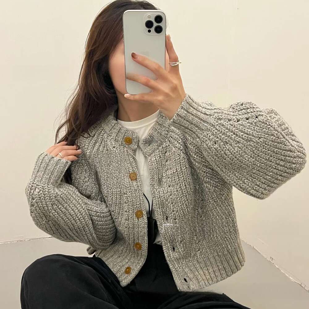 Embroidered Vintage Thick Thread Wool Blend Cardigan, Knitted Sweater, Outerwear For Women