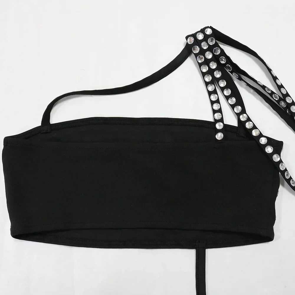 Basic Casual Dresses Women Set Diamonds Hot Rhinestones Strapless Top + Long Skirt Suit Dress Sets Two 2 Piece Set Party Club Night Outfits H25217