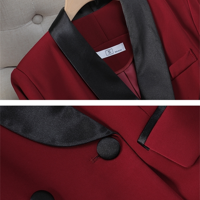 Elegant Red Black Womens Pant Suit Office Ladies Female Business Work Wear 2Piece Set Formal Blazer Jacket And Trouser 250206