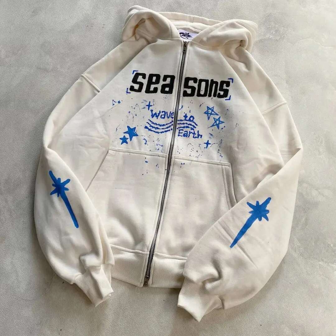 Goth Graphic Print Hoodies Clothing Street Haruku Vintage Hip Hop Zip Up Hoodie Loose Casual Sweatshirt Men Clothes Tops