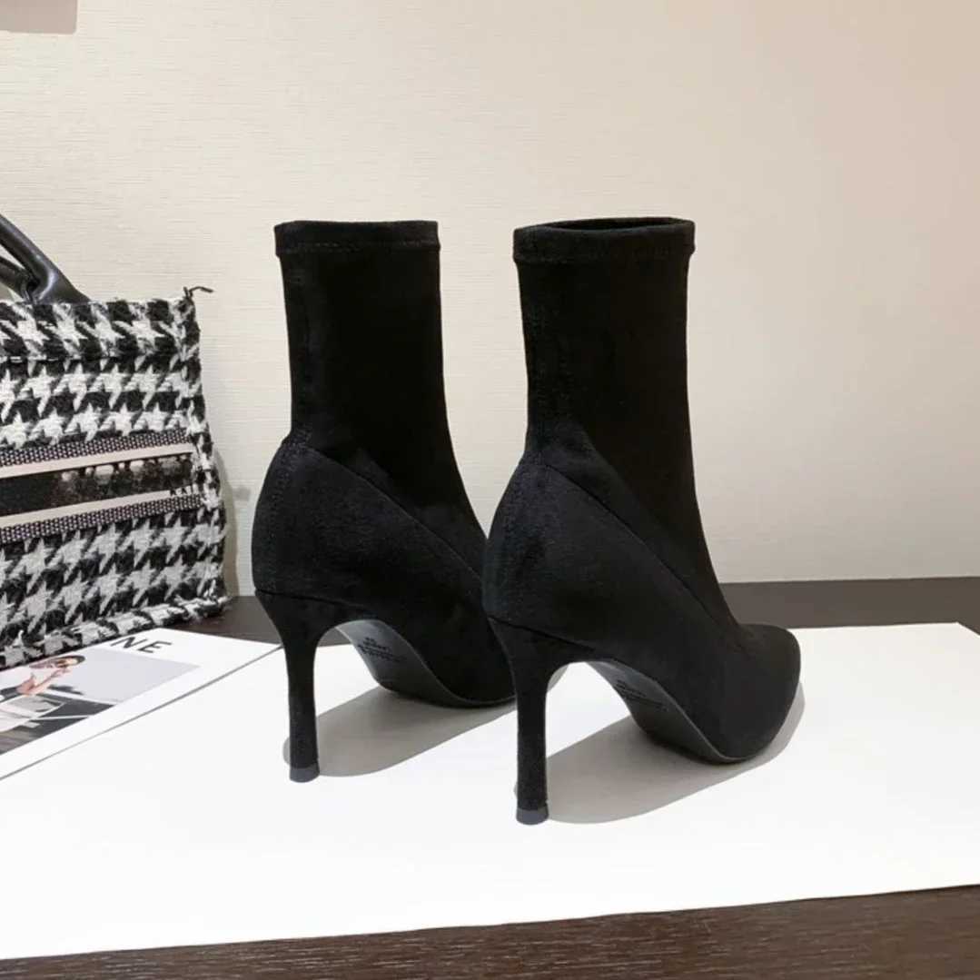 Heeled Sexy Ankle Sock Boots for Women Very High Heels Booties Boot Offer Hot New In Designer Luxury Y2k Pu Woman Short ShoesXJ250217
