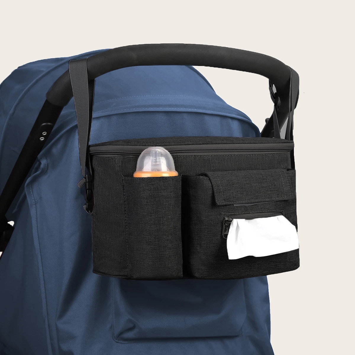 Stroller Organizer Bags Mummy Large Capacity Travel Hanging Bag Bottle Holder Pram Diaper Bags Baby Stroller Accessories 250218