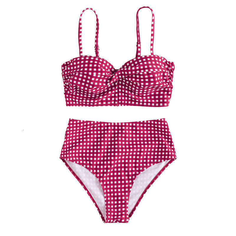 Yonghe 2025 New Swimsuit Women's Sexy Checkered Split High Waist Bikini Triangl Bikini Luxury Swimwear Swimwear Maillot De Bain Designer Swimwear