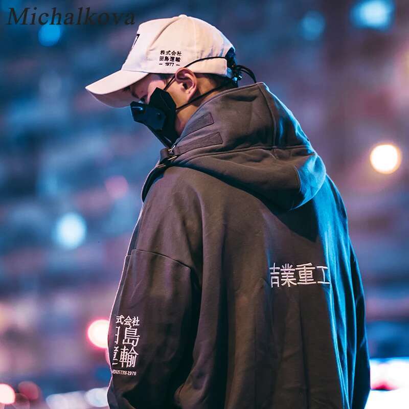 michalkova High neck Fish mouth Pullover japanese Sweatshirts Men/Women Hoodies oversize Streetwear Hip Hop Haruku Male Tops