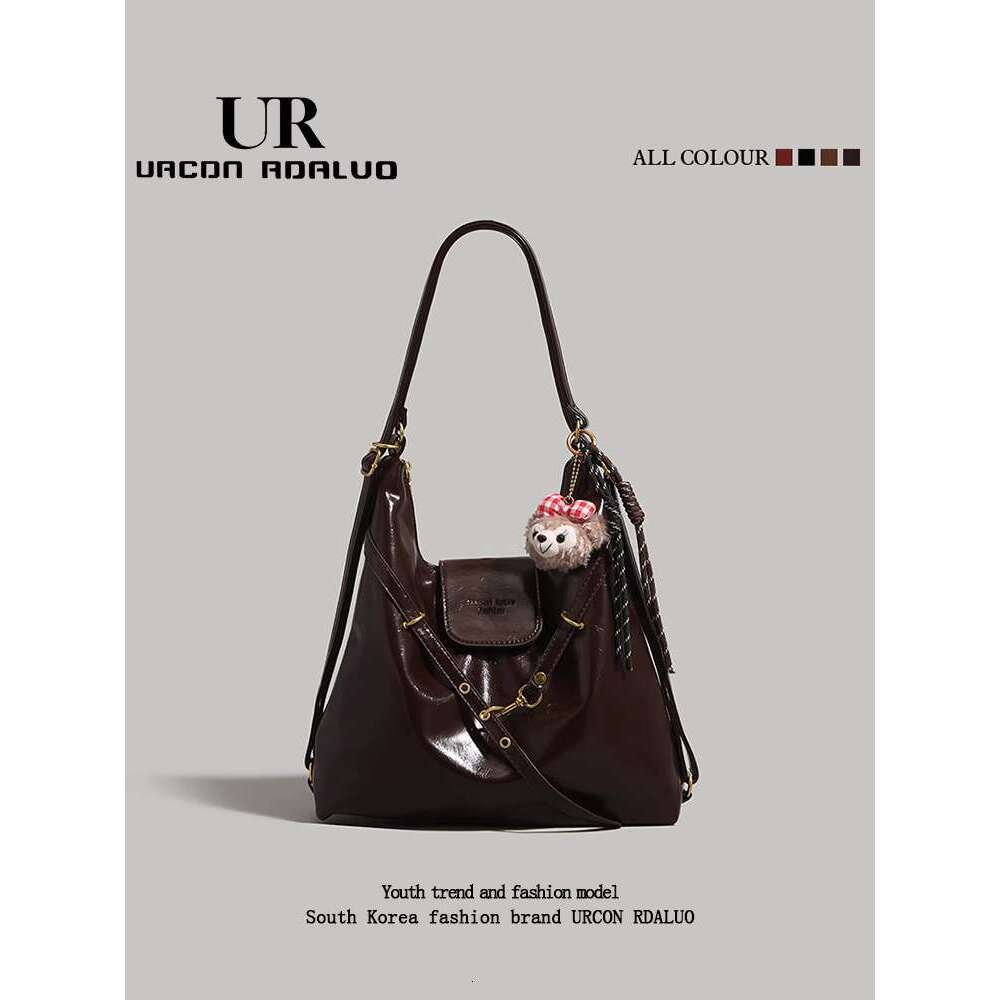 studded decorative backpack, Argyle dual-use backpack, fashionable chain decoration women's handbag