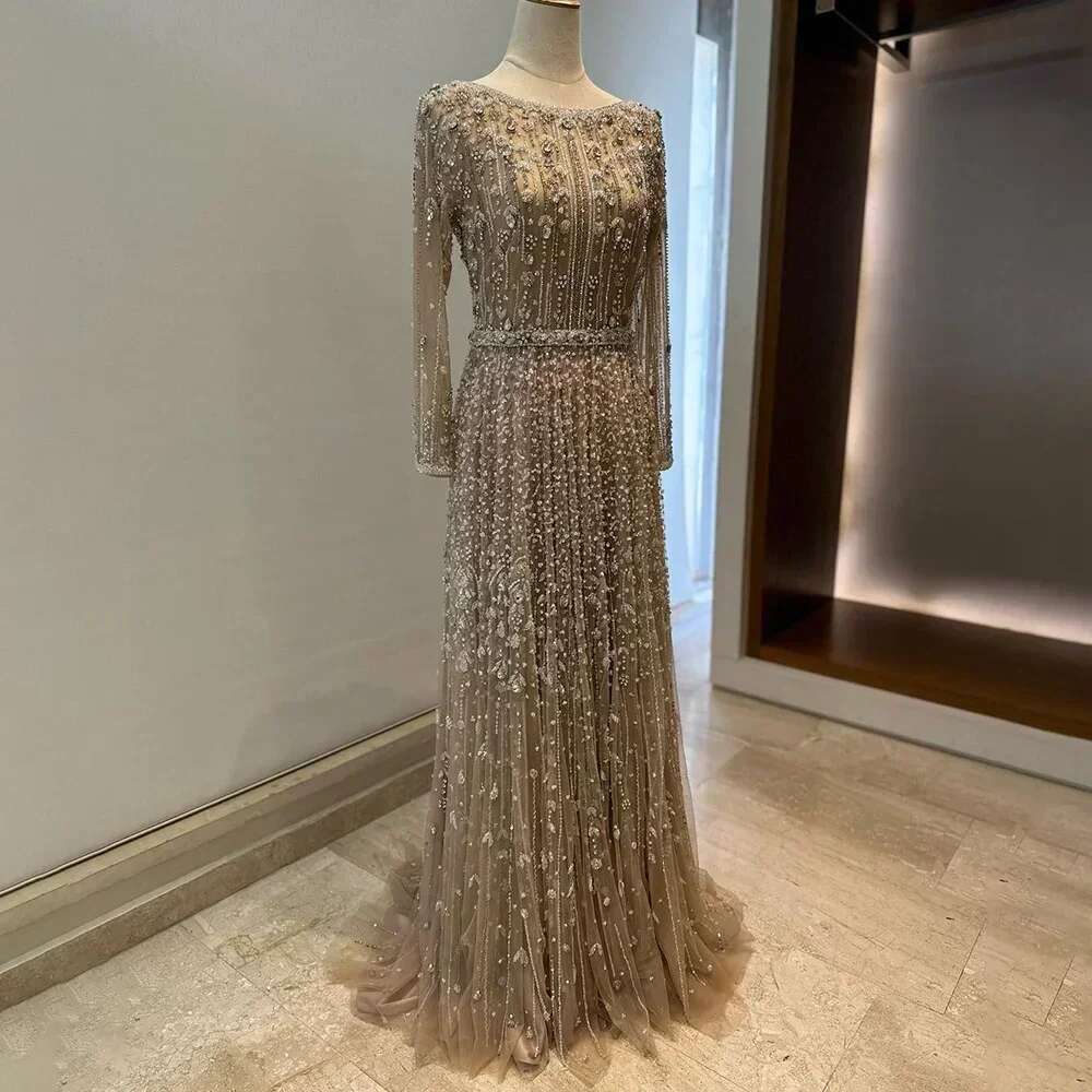 Arabic Dubai Designer Nude A E Beaded Evening Dresses Gowns Customize Party dresses