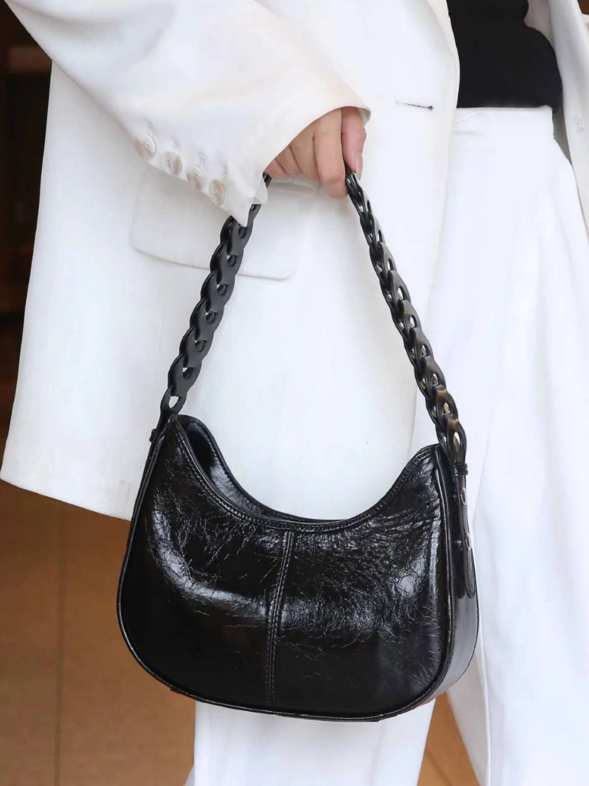 Genuine Leather Moon Women New Vintage Messenger High Quality Simple Handbag Lady Shoulder Bag Bag Female