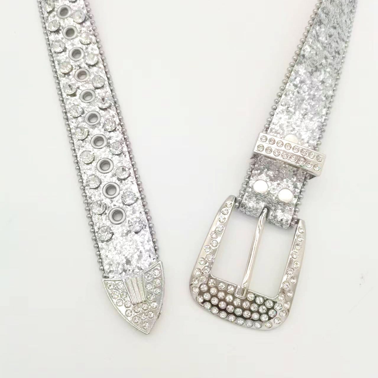 Punk Fashion Men's Rhinestone Belt Featuring Full Diamond Inlay and Skeleton Detail