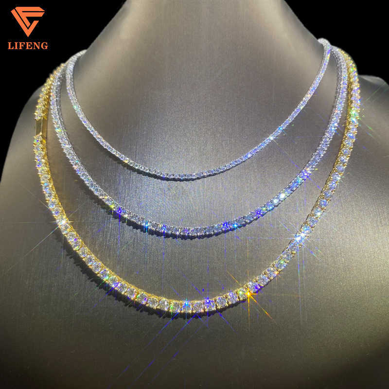 2mm 3mm 4mm 5mm 6mm VVS Moissanite Diamond Tennis Chain Necklace Bracelet for Women Iced Out Hip Hop Tennis Chain 925 Silver