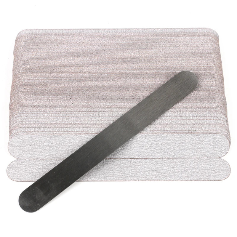 100Pcs Replacement SandPaper Strips Nail File With Metal Handle Double-sided Sanding Buffer Block Straight Polishing Salon Tools 250214
