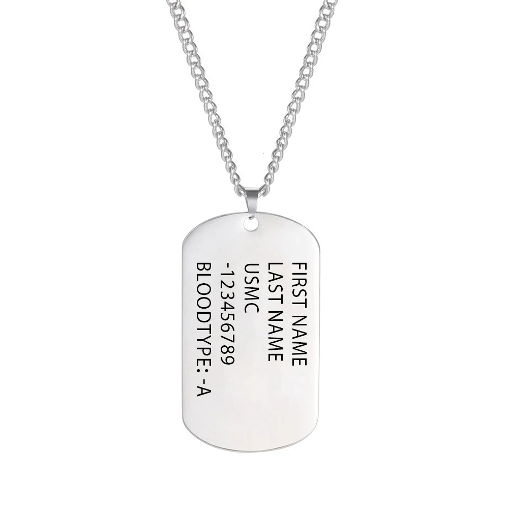 Military Army Tactical Personalized Bar US Dog Tag Necklace Soldier Name Chain Custom War Gift For Man Stainless Steel Jewelry 250210