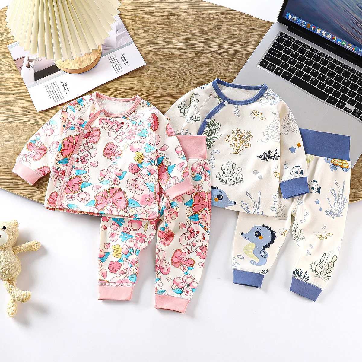 Autumn Newborn Girls 2PCS Sleepwear Set Printed Long Sleeve Base Top Suits High Waist Skinny Leegings Infant Girl Outfit W250218