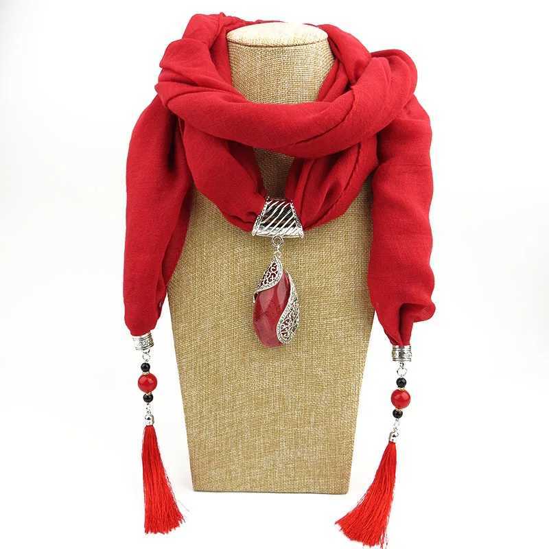 Cotton Linen Women Pendant Jewelry Scarf Fringed Long Solid Color Tassel Necklace Scarves Wr s For Women W250218