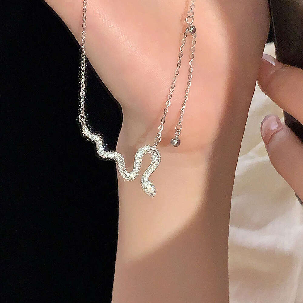 Tiqi S pure sier small female niche design, snake shaped tassel necklace, light high-end jewelry
