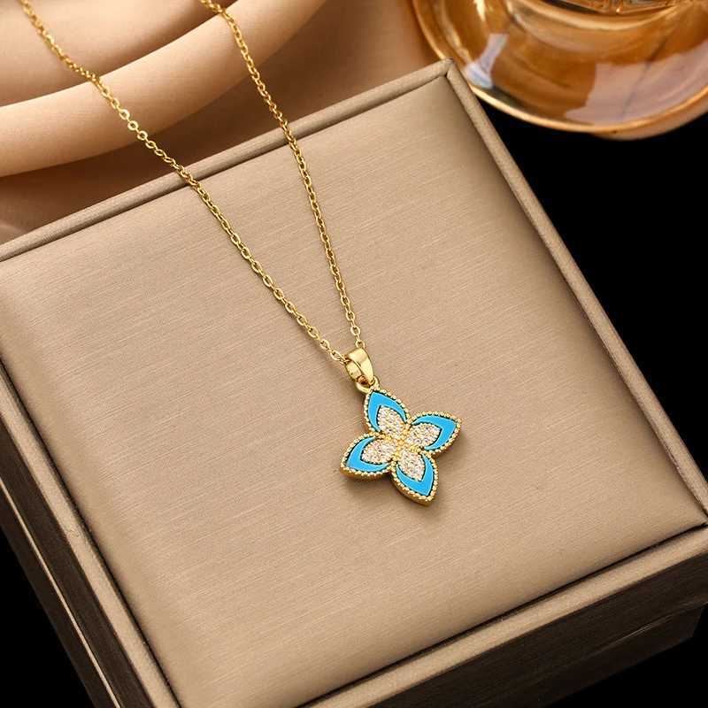 Pendant Necklaces Simple Temperament Lucky Clover Necklace For Women Girls Sweet Versatile Four Leaf Flower Clavicle Chain Jewelry Accessories H250217