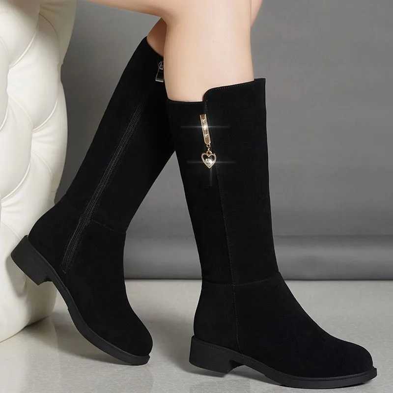 Hot Women Autumn Boots Casual Flat Boots Plus High Warm Cott Shoes Fi Side Zip Women Winter New 6988XJ250217