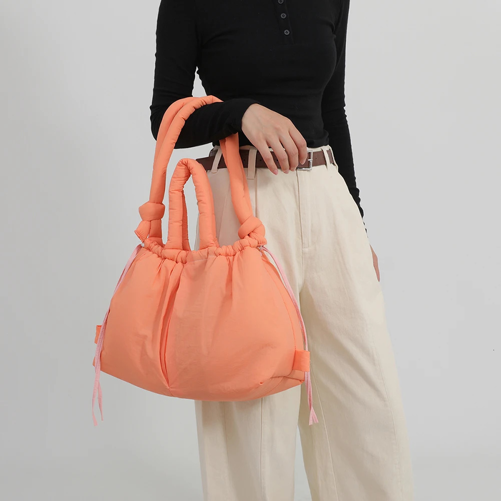 Inflatable handbag adjustable shoulder strap nylon solid cross body bag shopping and travel backpack 250213