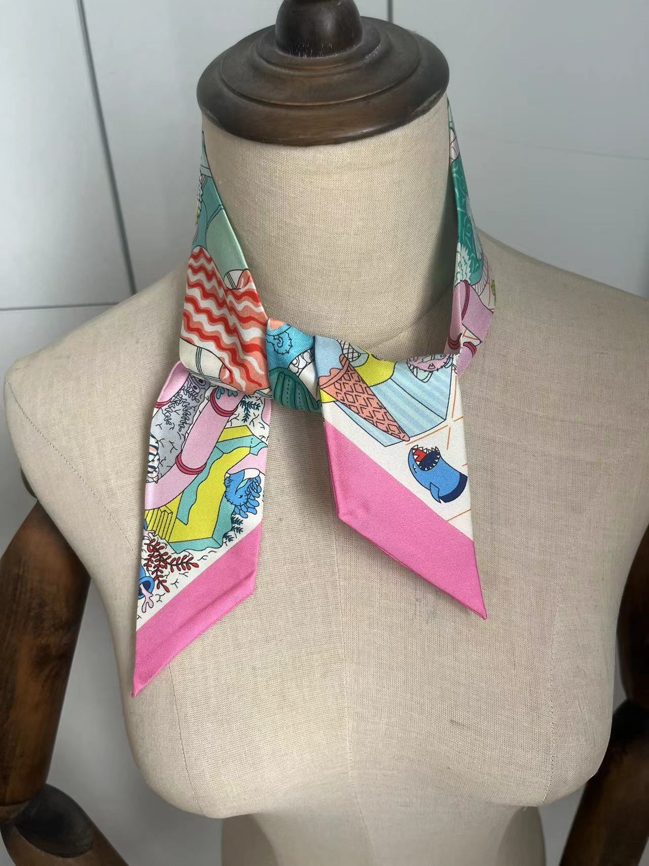 2024 new arrival 120*6 cm silk twill top quality scarf women shawl fashion wrap for lady