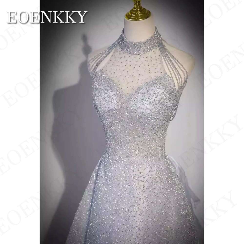 Halter Sparkly Prom Dress Fairy A E Glitter Tulle Celebrity Party Dresses Detachable Train Women es
