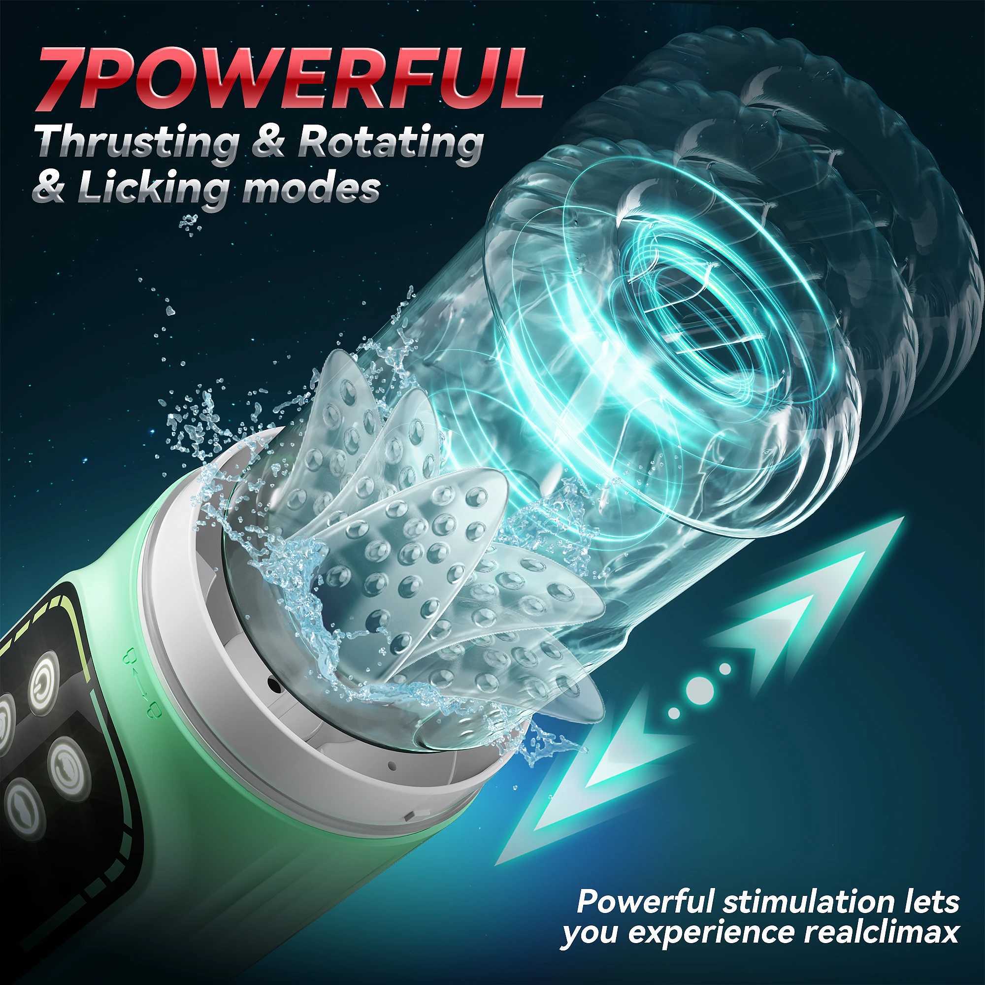 Automatic Thrusting Rotation Male Masturbator Penis Pump Sucking Pocket Pussy Blowjob Machine Sex Toys with LED Display W250218