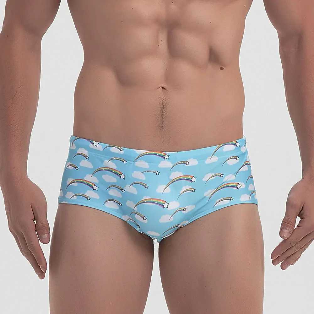 Swimsuits Mens Swim Briefs Bikini Board Surf Shorts Boxer Trunks Sexy Rainbow Swimwear Traditional Cut Beach Bathing Suit M250218