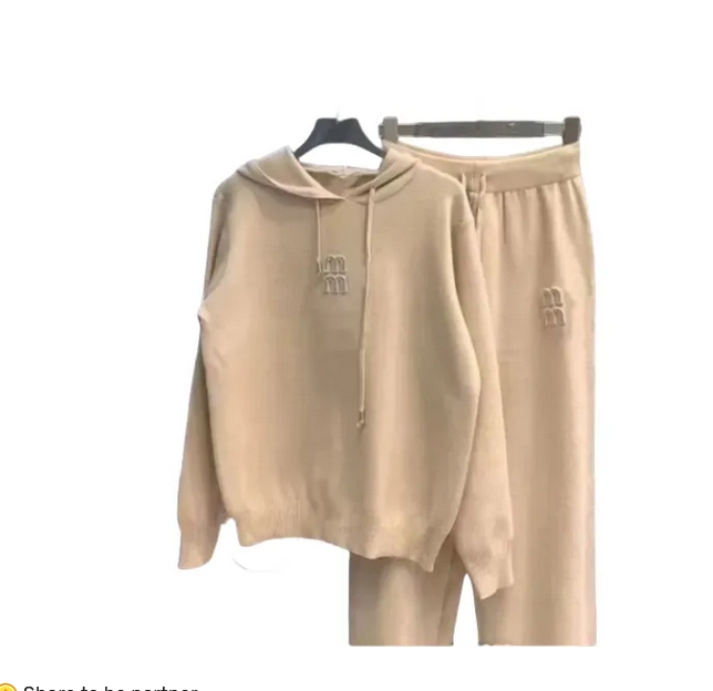 Womens Tracksuits Autumn Winter Knitted Hoodie Set with Embossed Lettering and Hot Diamond Detail Casual Loose Fit Sweater in 4 Colors L260116