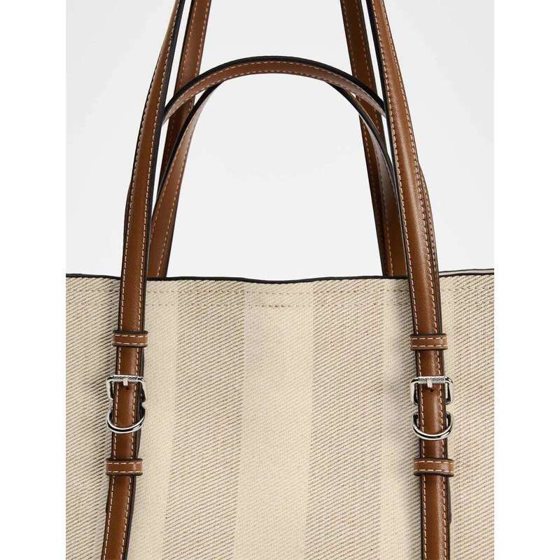 Stripe Printing Tote Bags For Women Designer Handbags Purses 2024 New In Casual Canvas Large Capacity Commuting Shoulder