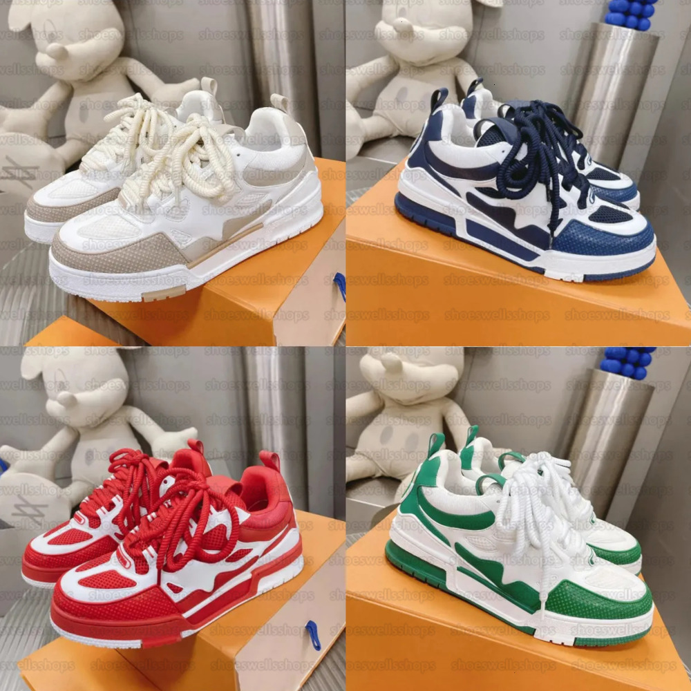 designer skate shoes Leather board shoe Embossed Sneakers trainers floor Women Men Mesh Sneaker Platform Virgil Maxi Rhyton Sneaker black Runner Trainer gu Shoe e9