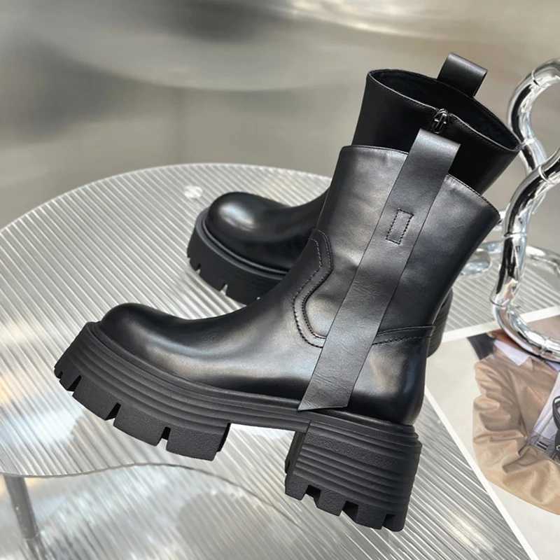 Vintage Platform Women Knight Boots Fi Short Booties Ccise Thick Heel Womens ShoesXJ250217