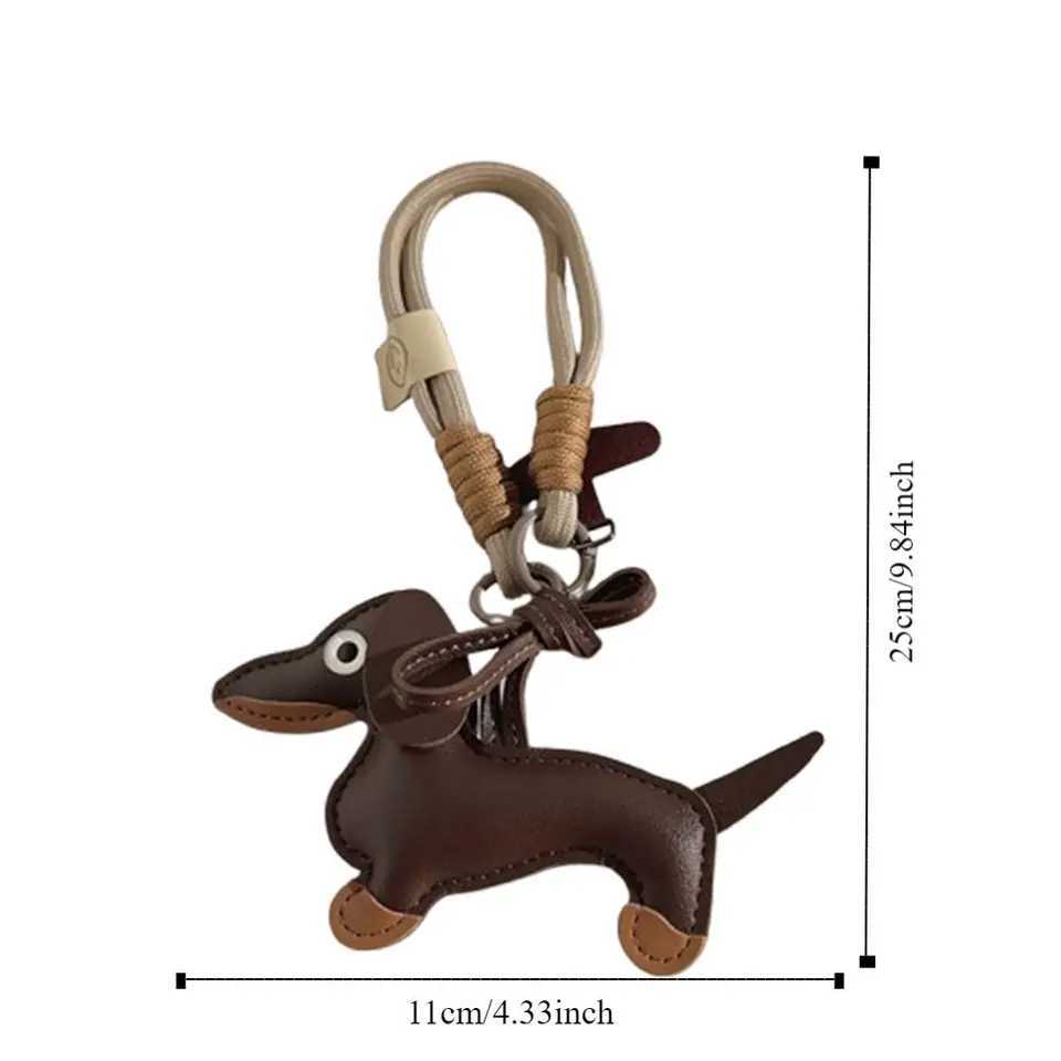 Keychains Lanyards Mini Sausage Dog Keychain Braided Hanging Rope Cute Cartoon Animal Decoration Puppy Doll High Quality H250217