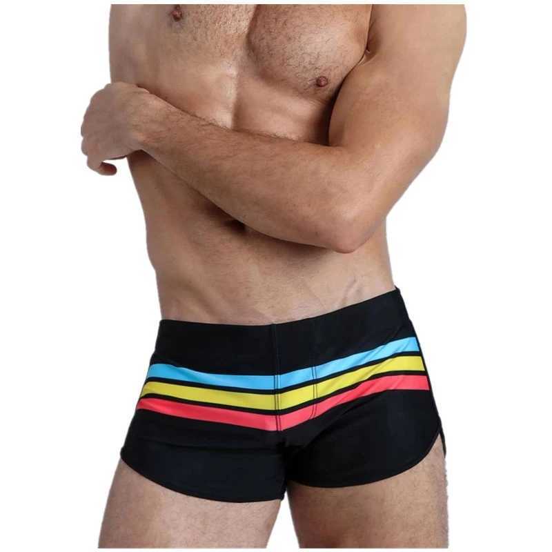 New Arrival Sexy Stripes Men Swimwear Swimsuit Swimming Trunks Shorts Push Up Pad Mens Swim Briefs Beach Surf Bathing Suit Z260313