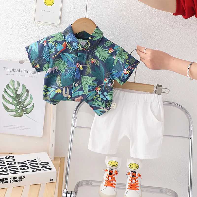 New summer boys clothing set childrens clothing fashionable childrens shirts 2-piece/set baby casual clothing childrens track and field clothing W2502