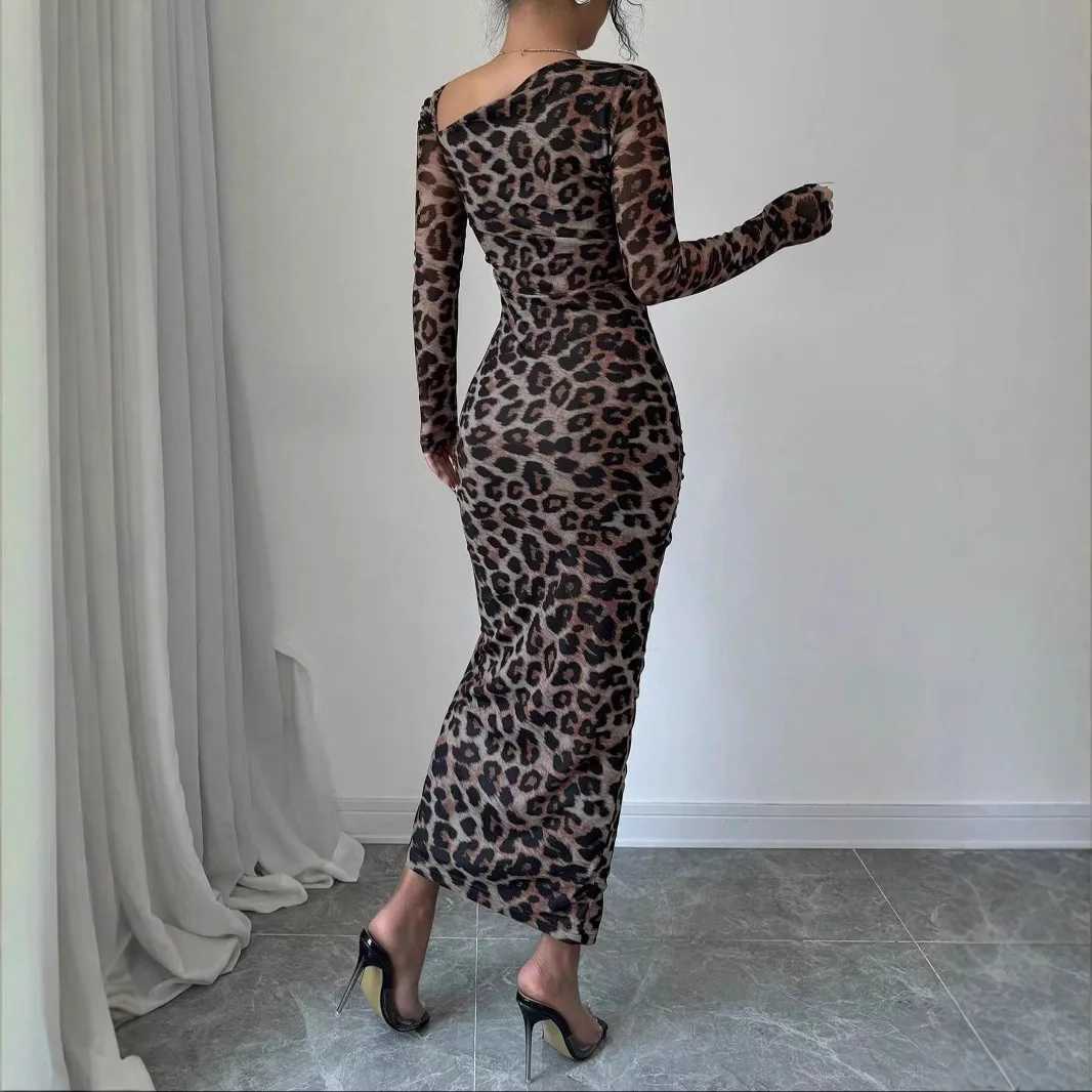 Basic Casual Dresses Sexy leopard print womens dress with fashionable ruffles and sexy stitching party for women in spring summer body bag buttocks Ve