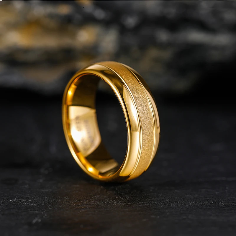 Somen Men Ring Tungsten Carbide Ring Gold Silver Color Frosted 8mm For Wedding Engagement Band Party Rings 250213