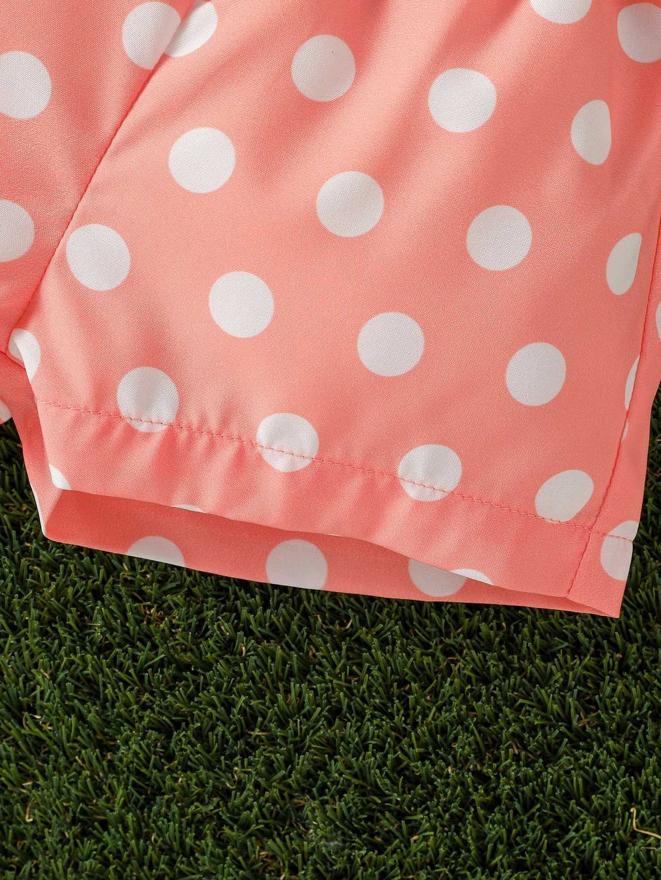 Baby Girl Summer 2 T-shirt Printing Factory and Shorts Polka Dot Japanese and Korean Daily Set W250218