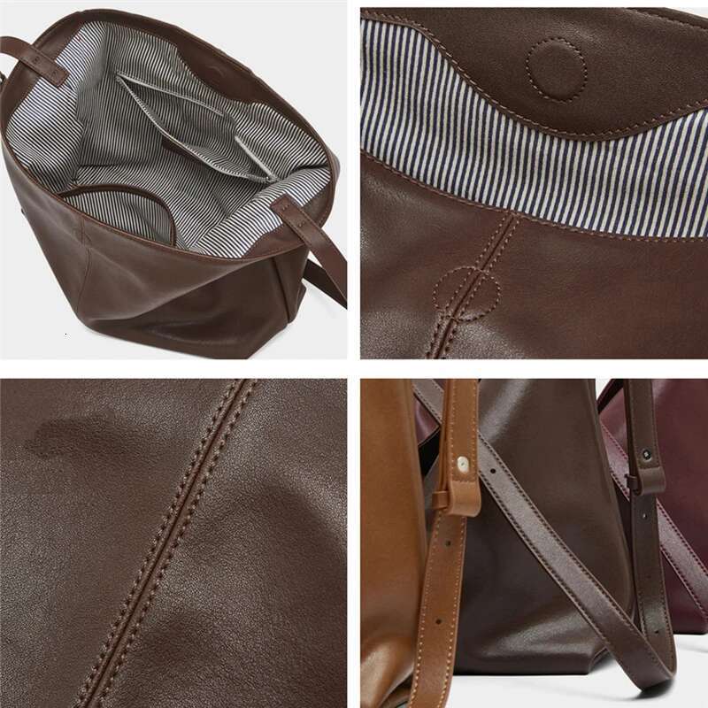 Hifashion Vintage Genuine Leather Hobo Crossbody Shoulder Bags For Women 2024 Trend Designer Large Capacity Work Ladies Handbags