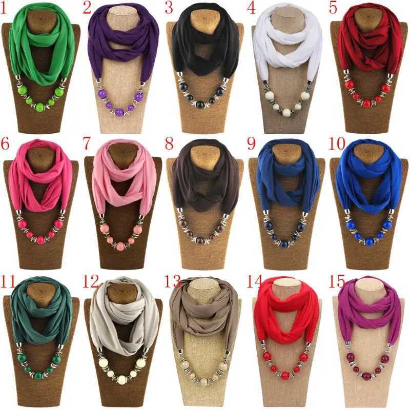 Retro polyester infinite scarf Shl Wr headband with bead pendant Tas W250218