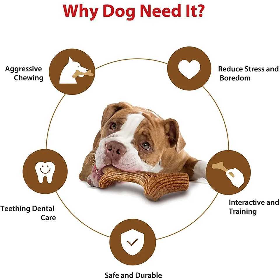 Others Dog Toys Chews Gigwi dog chew toy with real wooden deer antlers for aggressive chewing. Large dogs chew with indestructible durability. Pet toy