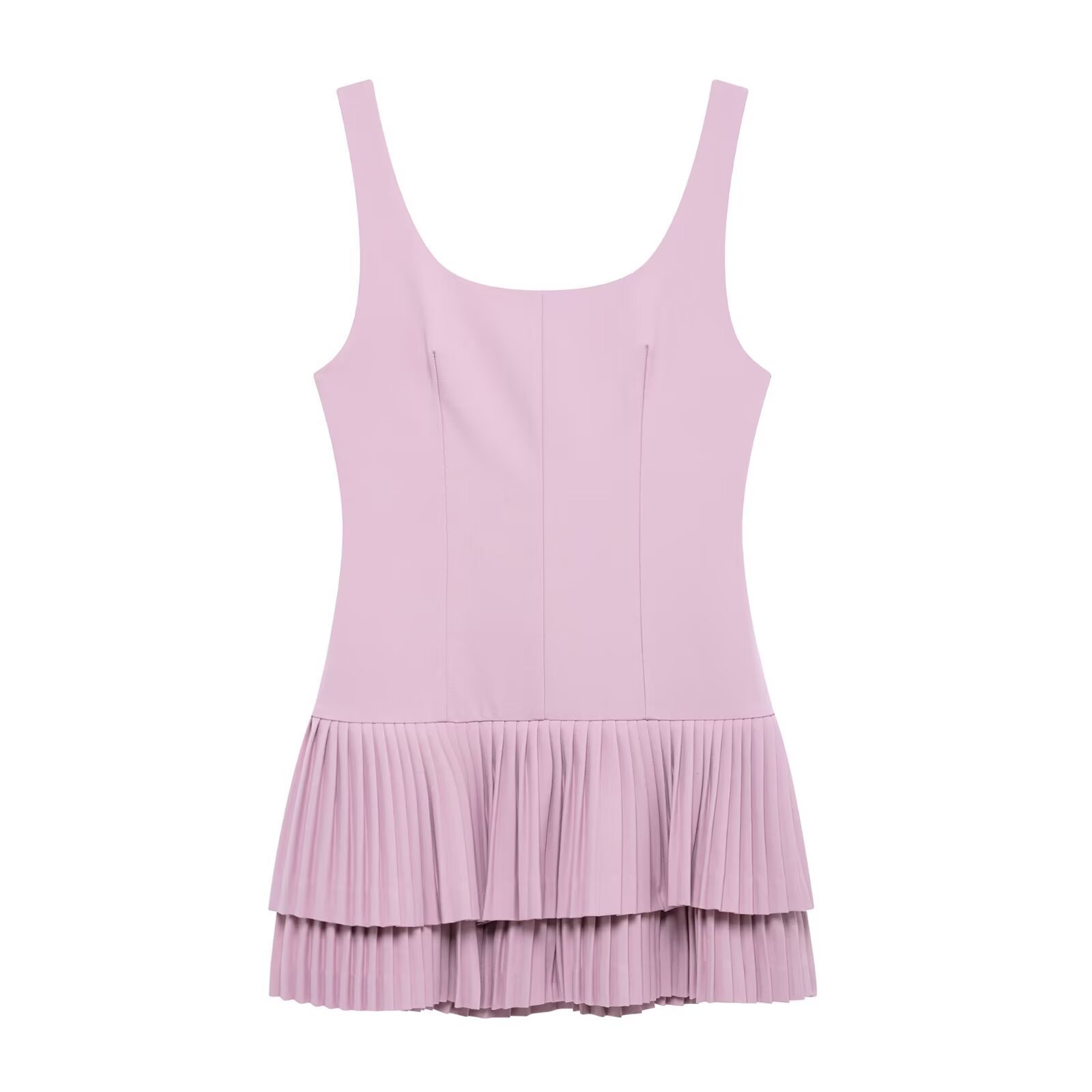 U9290 Women's jumpsuit dress 2025 spring backless sleeveless pleated double hem slim mini skirt