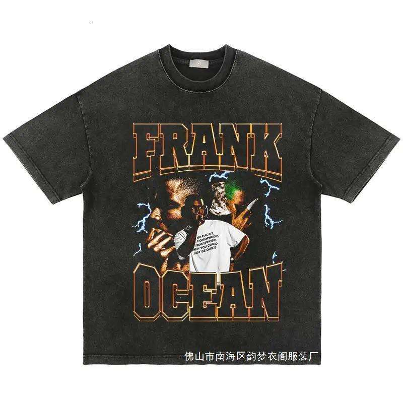 Men Summer Short Sleeve Vintage Washed Portrait Graphic