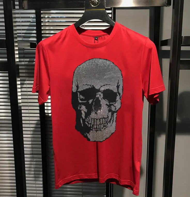 S-6XL Anime Graphic Men Dress TShirts Rhinestones Man Summer Fashion T-Shirts Streetwear Mens Clothing 250217