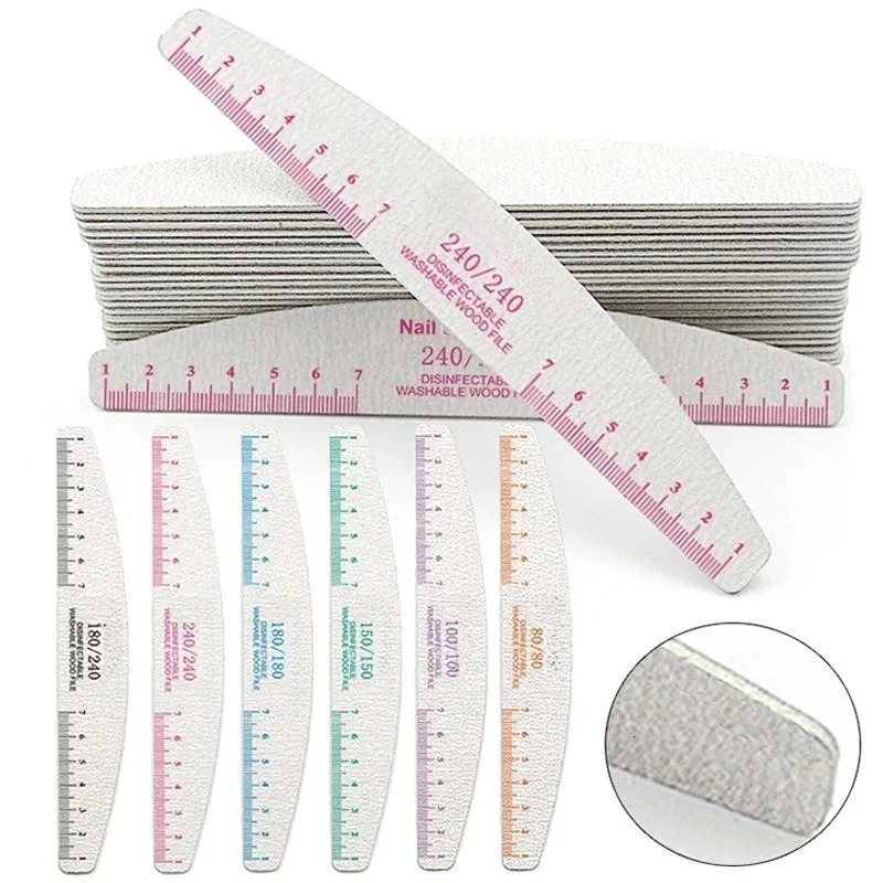 50pcs Nail File Wooden Sanding Buffer Block Pedicure Manicure UV Gel Nail Polish Pro Nail Files Artificial Nail Tips Tools 250214