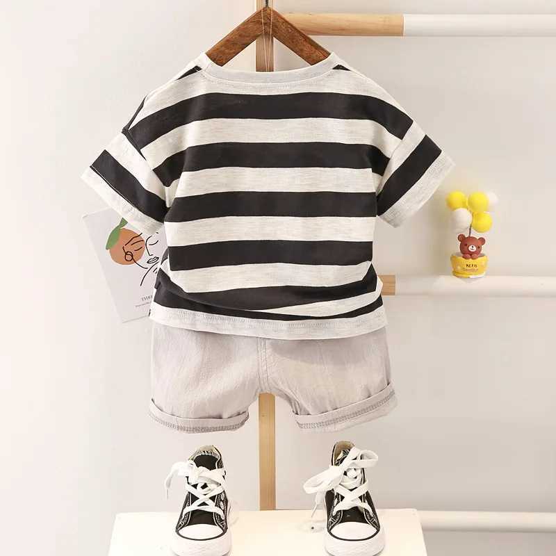 New Summer Baby Boys Clothes Suit Children Girls Cotton Striped T-Shirt Shorts 2Pcs/Sets Toddler Casual Clothing Kids Tracksuits W250218