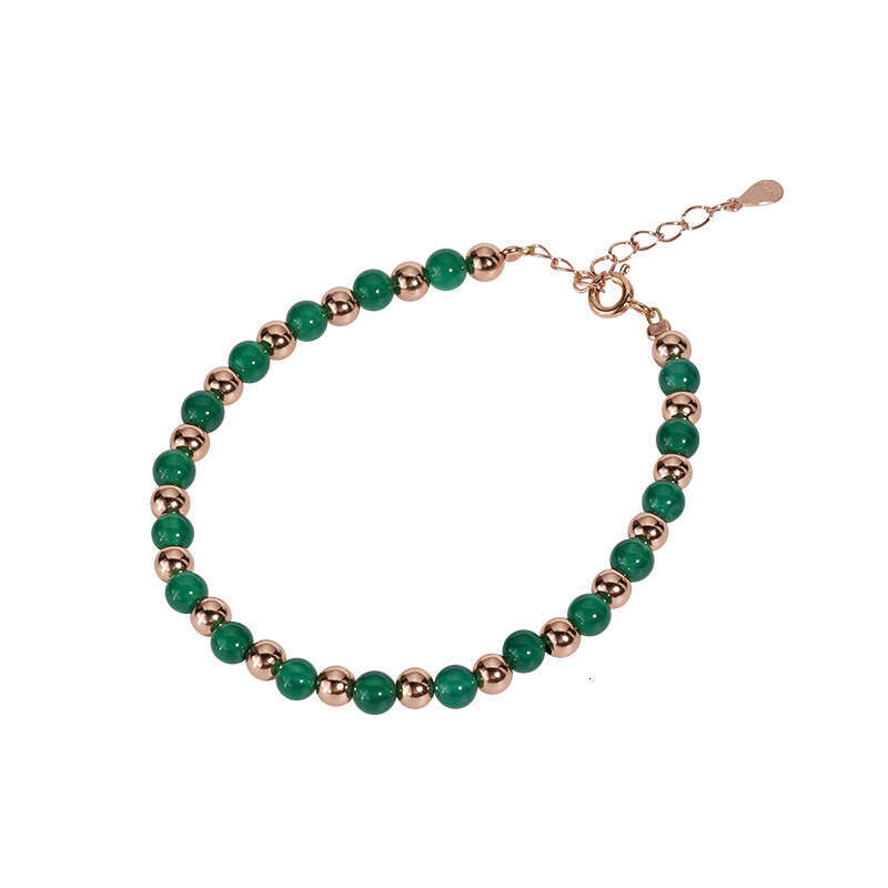 Tiqi S sier green agate necklace, women's new Chinese style bracelet, natural stone layered collarbone chain accessory