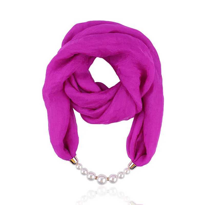 Solid color Jewelry Statement Necklace Pendant Scarf Women Neckerchief Foulard Femme Accories Hijab W250218