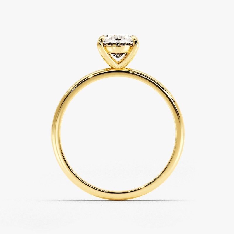 Elliptical ring womens four claw simple gold-plated live broadcast s925 pure silver egg shaped ring 250218