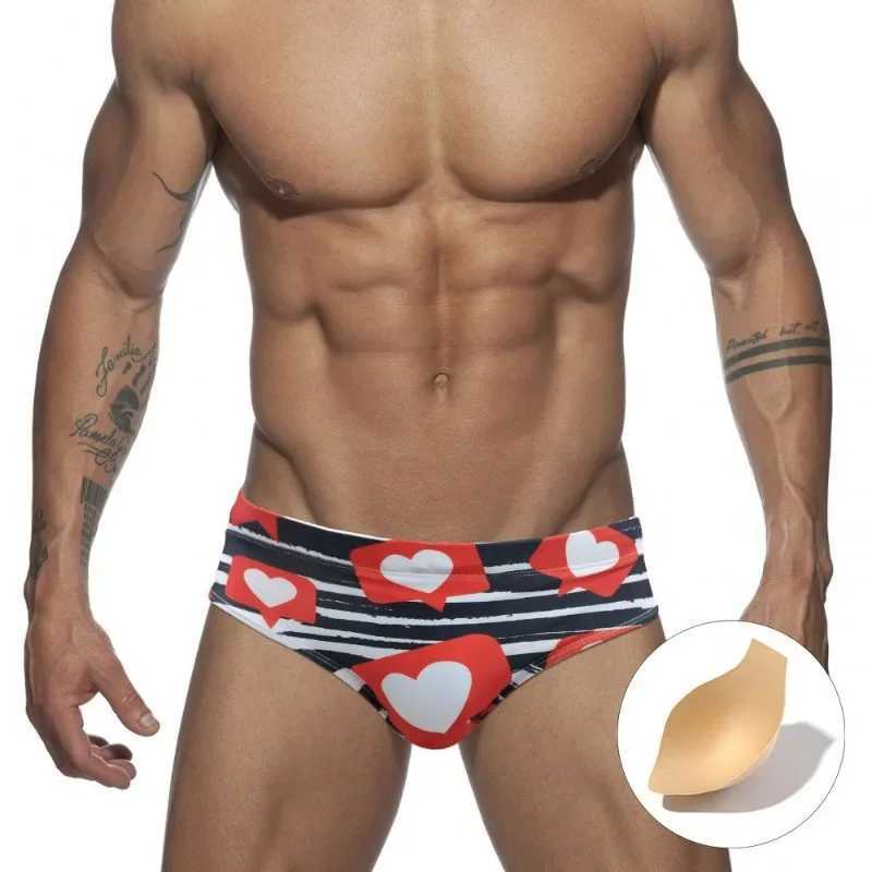 Mens Swimming Trunks Push Pad Sexy Low Waist Bikini Briefs Swimwear Board Beach Shorts Swimsuit Sport Surffing Boxer Bathing Suit M250218
