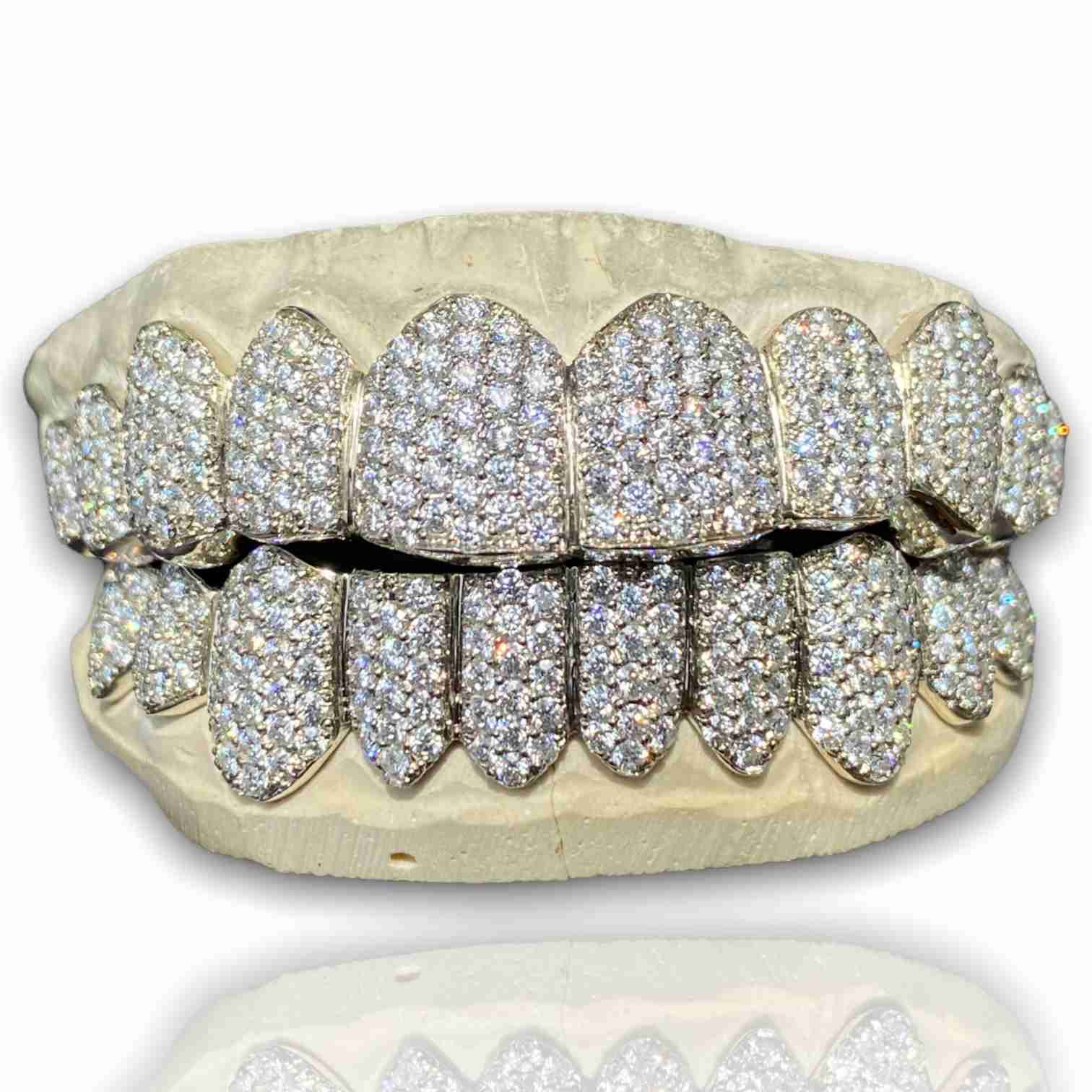 Rapper Jewelry 925 Silver/10k/14k Gold Zigzag Setting Bustdown Iced Out Custom Moissanite Grillz Teeth